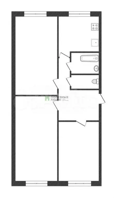 3-к. квартира, 59,6 м, 1/5 эт. - Фото 0