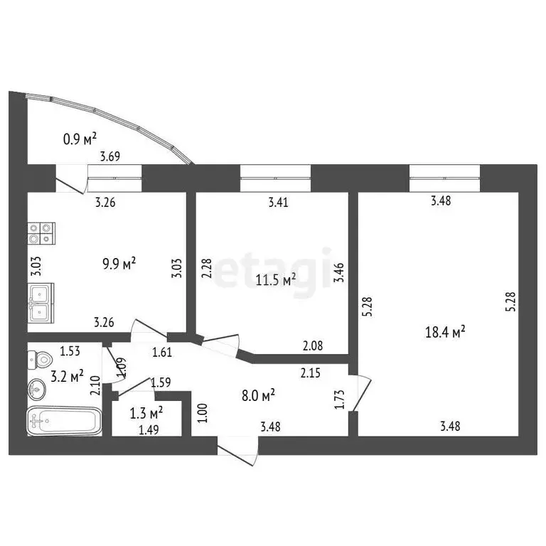 2-комнатная квартира: село Мариинский, микрорайон Лазурный, Лазурная ... - Фото 1