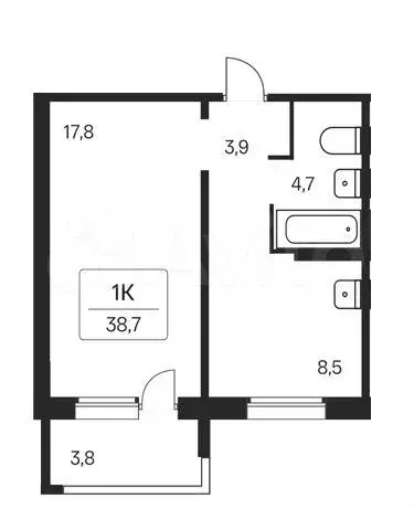 1-к. квартира, 38,7 м, 17/17 эт. - Фото 0