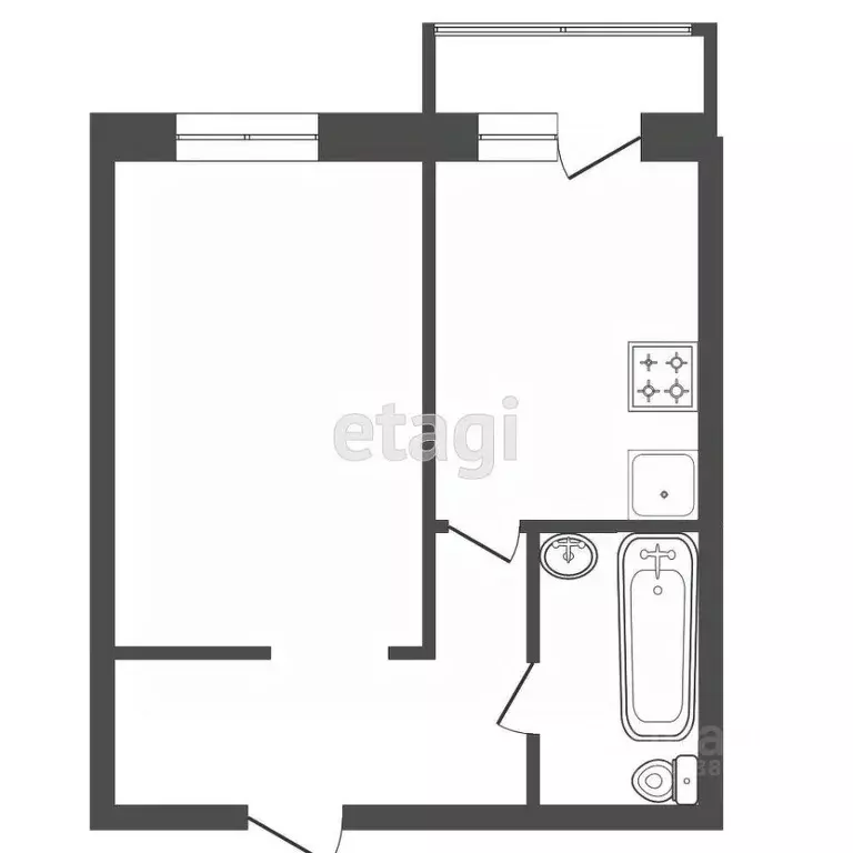 1-к кв. Красноярский край, Красноярск ул. Калинина, 31Б (48.2 м) - Фото 2