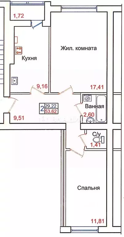 2-к кв. Калининградская область, Калининград Елизаветинская ул., 2 ... - Фото 1