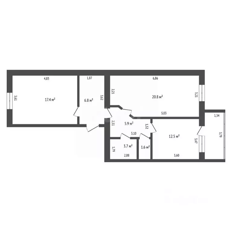 2-к кв. Амурская область, Благовещенск ул. Строителей, 68 (71.0 м) - Фото 2