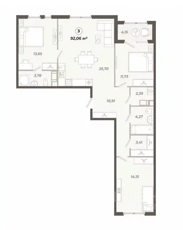3-к кв. Санкт-Петербург ул. Коли Томчака, 21Д (92.06 м) - Фото 0