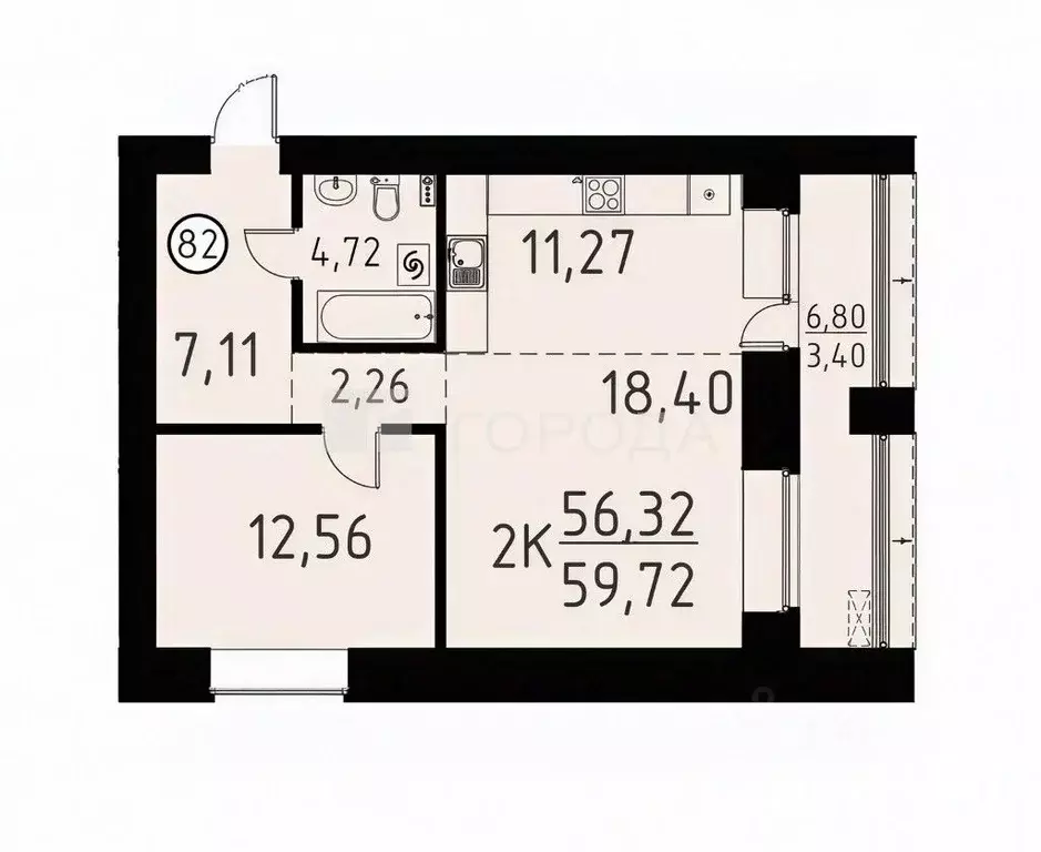 2-к кв. Томская область, Томский район, д. Кисловка, Левобережный мкр ... - Фото 2