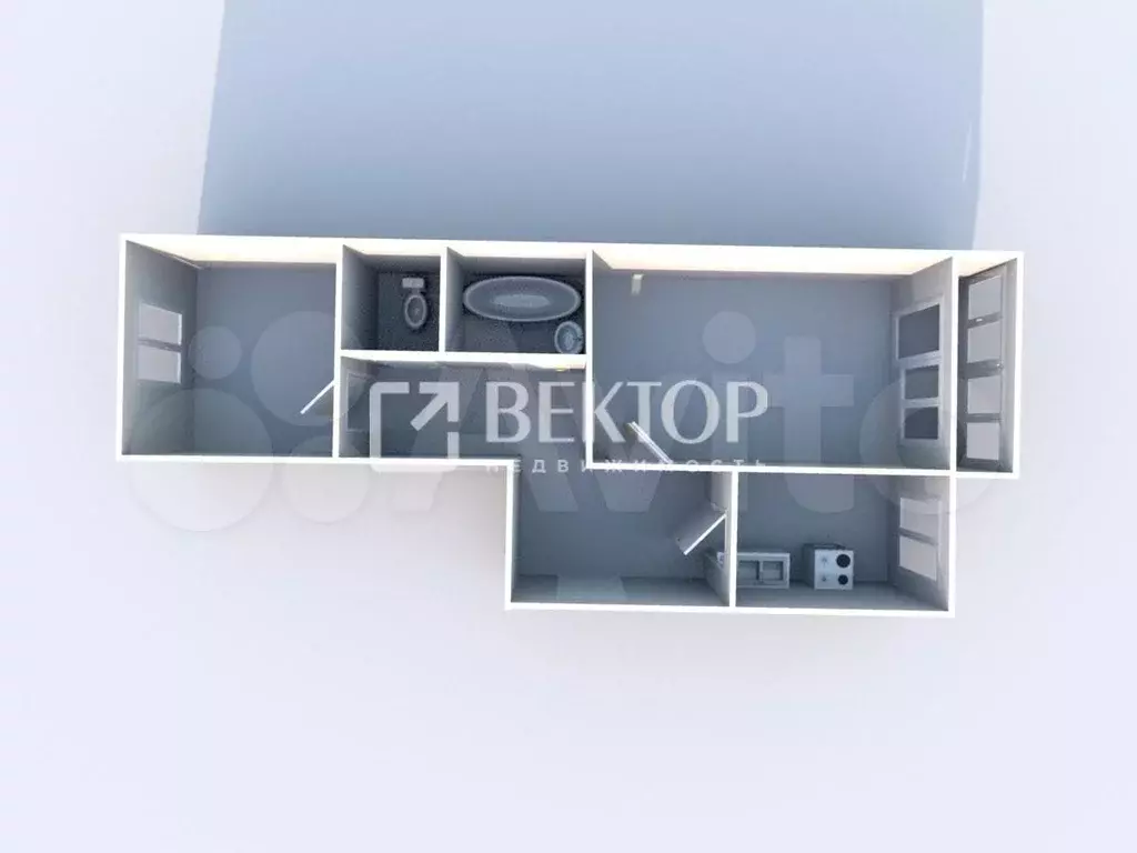 2-к. квартира, 54 м, 5/6 эт. - Фото 0