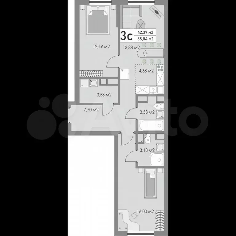 3-к. квартира, 65 м, 2/10 эт. - Фото 0