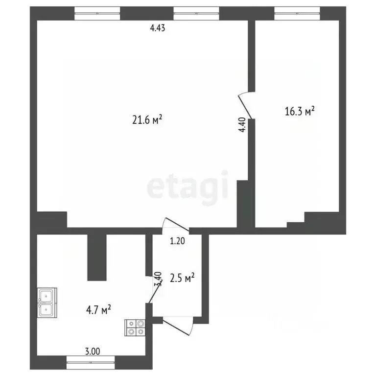 2-к кв. Калининградская область, Черняховск Театральная ул., 10 (38.3 ... - Фото 2