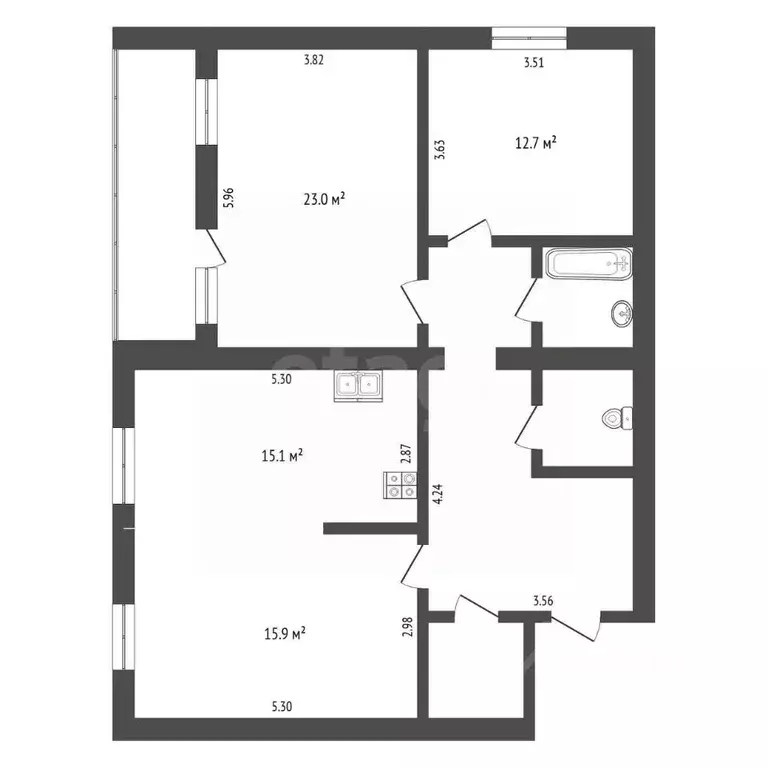 3-к кв. Тюменская область, Тюмень ул. Грибоедова, 13к1 (91.4 м) - Фото 2