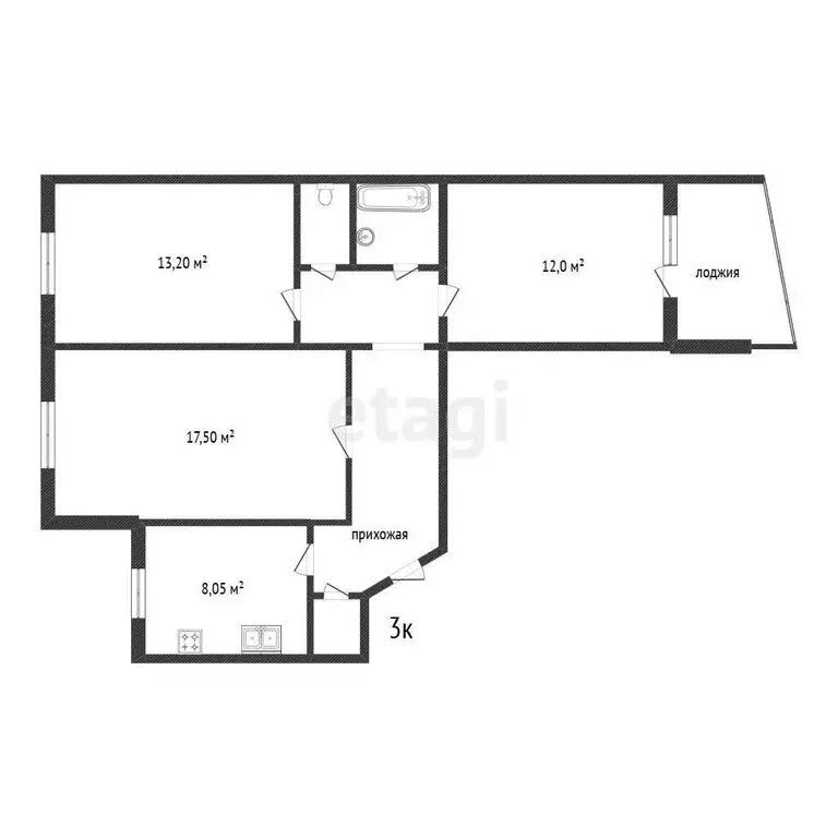 3-комнатная квартира: Тюмень, Интернациональная улица, 35 (65.6 м) - Фото 1