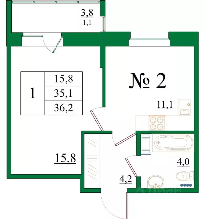 1-к кв. Ленинградская область, Гатчина Красносельское ш., 4Ак1 (36.2 ... - Фото 0