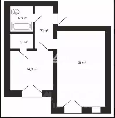 1-к кв. Челябинская область, Челябинский городской округ, пос. ... - Фото 2
