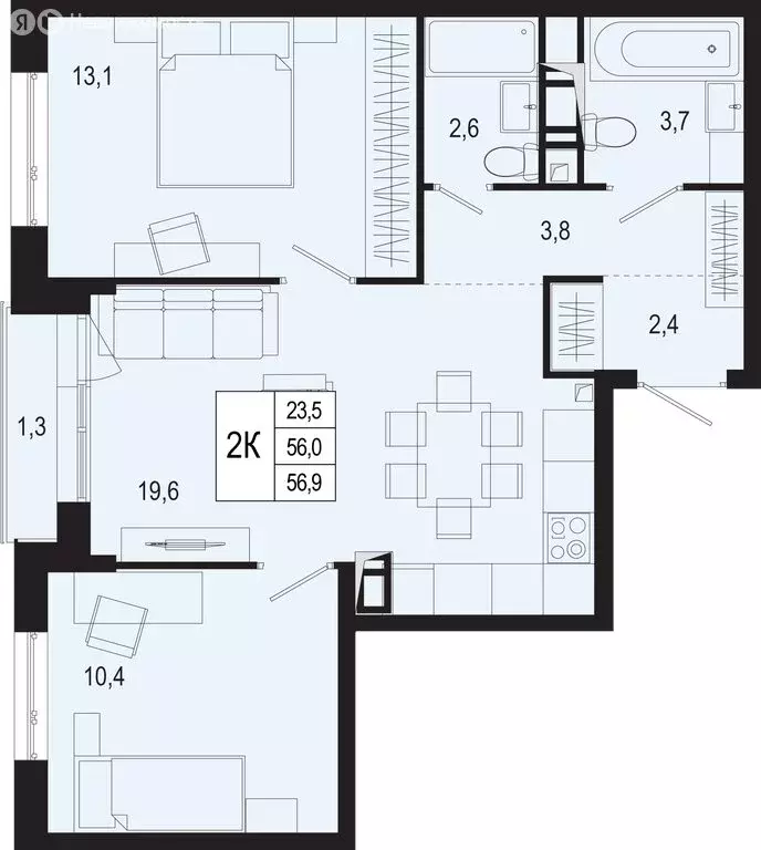 2-комнатная квартира: Московская область, городской округ Подольск, ... - Фото 0