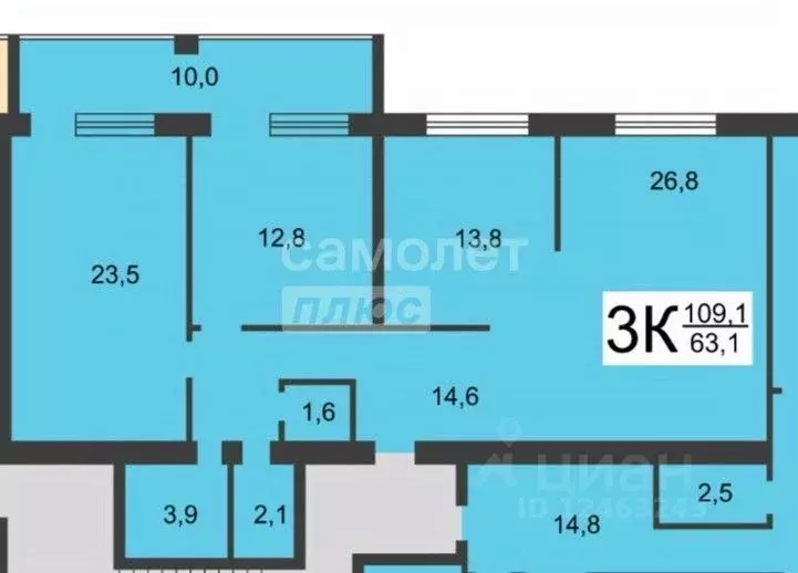 3-к кв. Нижегородская область, Нижний Новгород Полтавская ул., 3 ... - Фото 2