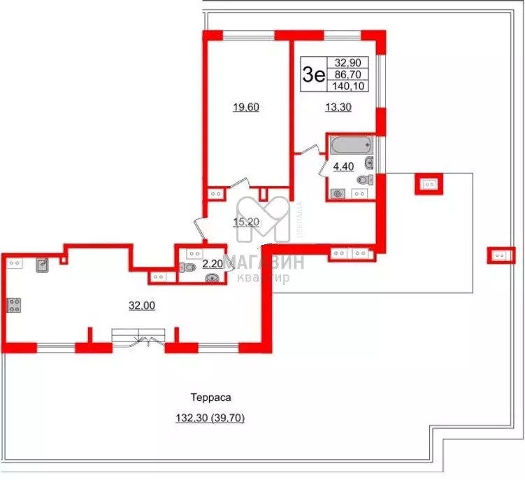 2-комнатная квартира: Санкт-Петербург, шоссе Революции, 3к2 (140 м) - Фото 1