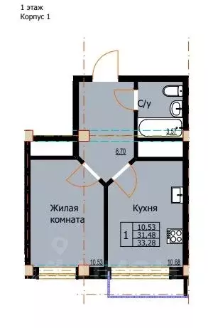 1-к кв. Ставропольский край, Ессентуки  (33.28 м) - Фото 0