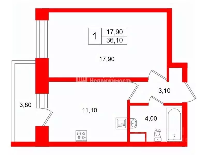 1-к кв. Санкт-Петербург Пулковское ш., 32к2 (36.1 м) - Фото 2