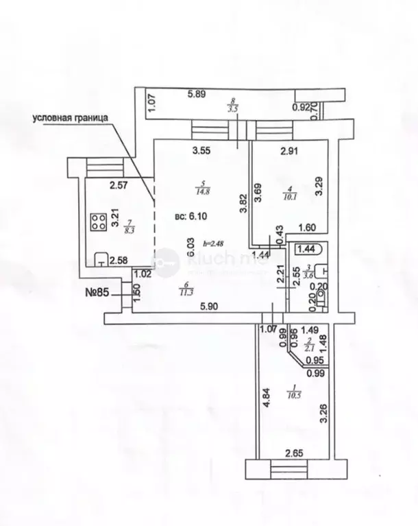 2-к кв. Татарстан, Казань Чистопольская ул., 4 (64.2 м) - Фото 2