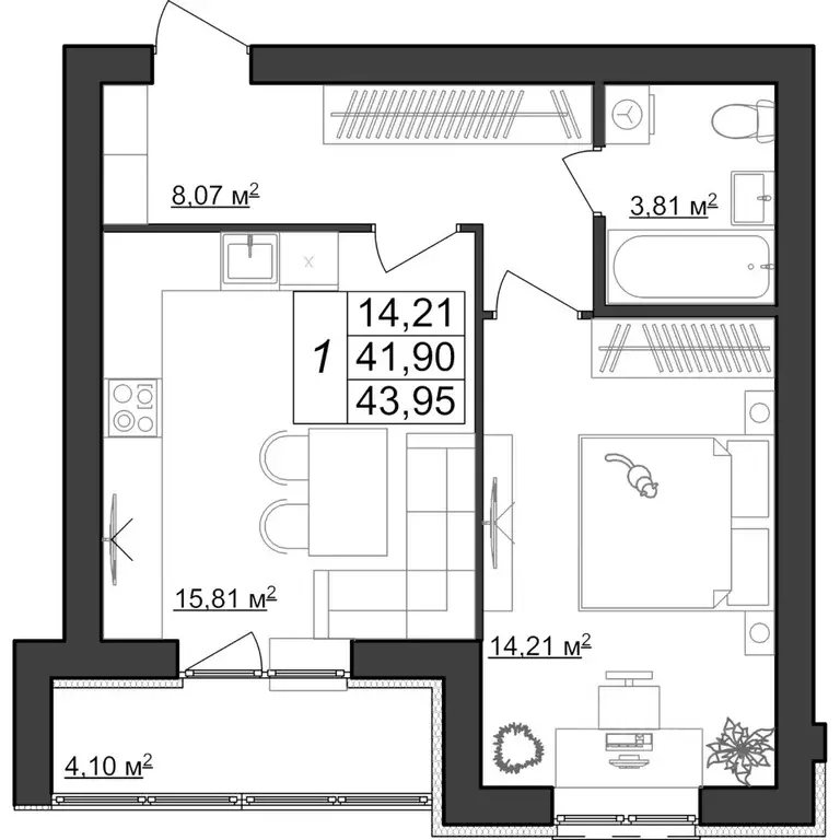 1-к кв. Мордовия, Саранск Большевистская ул., 124А (43.95 м) - Фото 0