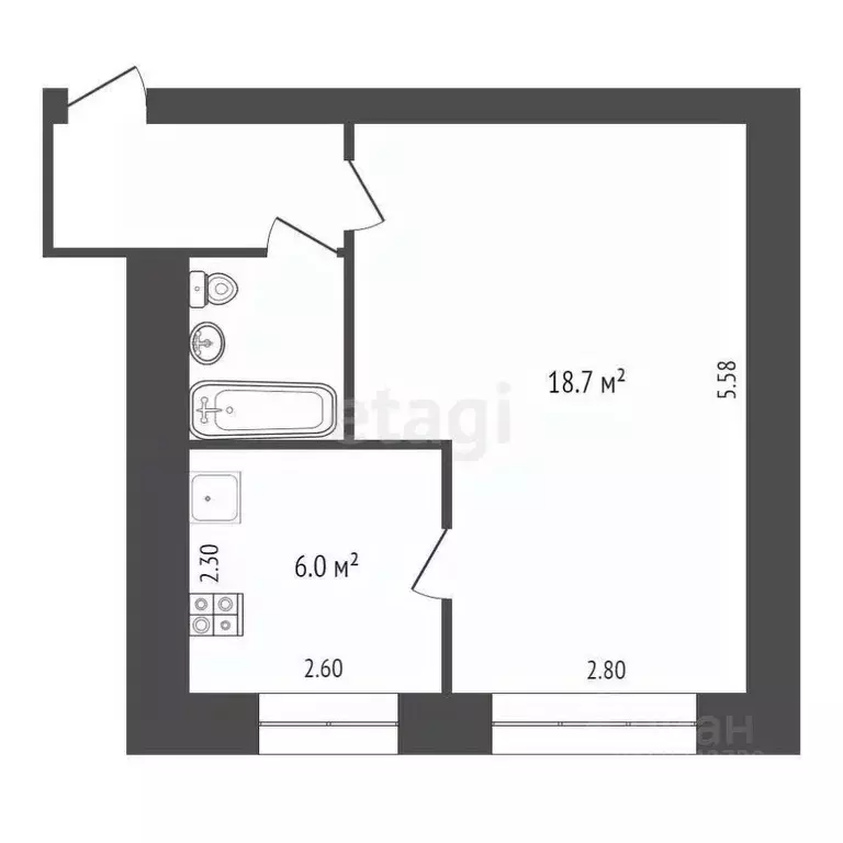 1-к кв. Архангельская область, Архангельск ул. Попова, 21 (31.2 м) - Фото 1