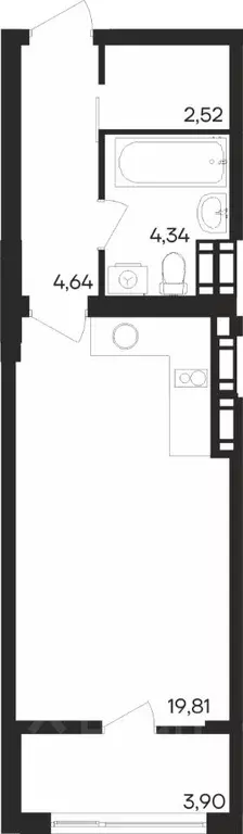 Студия Мурманская область, Мурманск Первомайский округ,  (35.21 м) - Фото 1