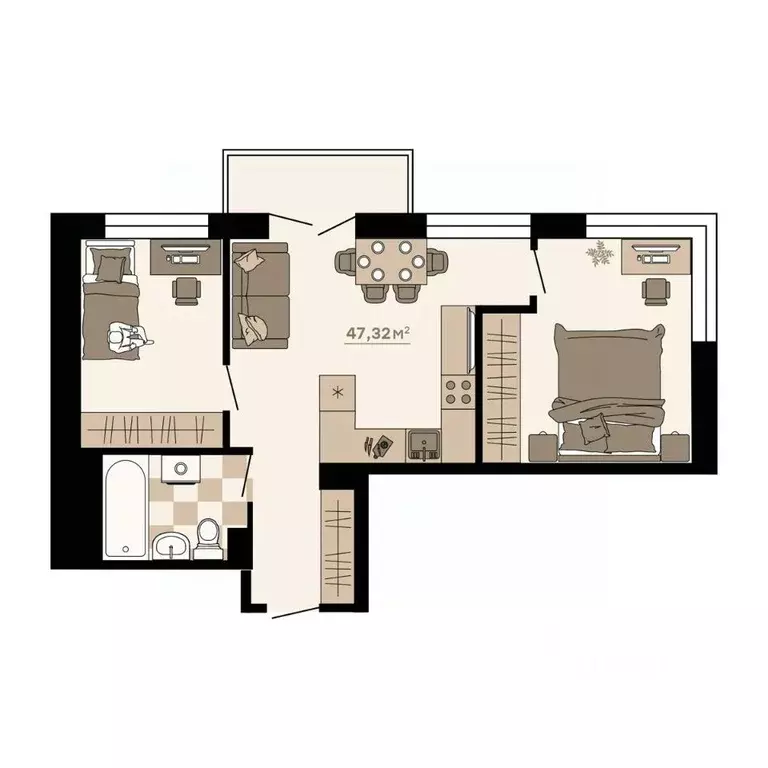 3-к кв. Приморский край, Владивосток ул. Грязелечебница (48.56 м) - Фото 1