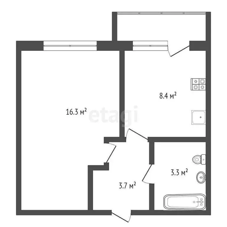 1-комнатная квартира: Ишим, Малая Садовая улица, 101 (31.7 м) - Фото 1