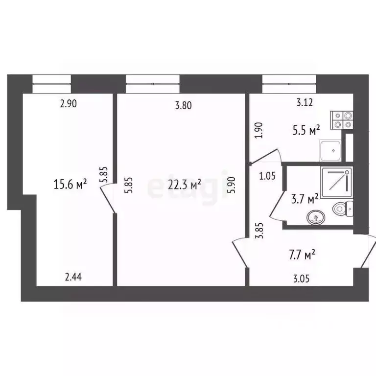 2-к кв. Крым, Феодосия бул. Адмиральский, 22 (54.8 м) - Фото 2