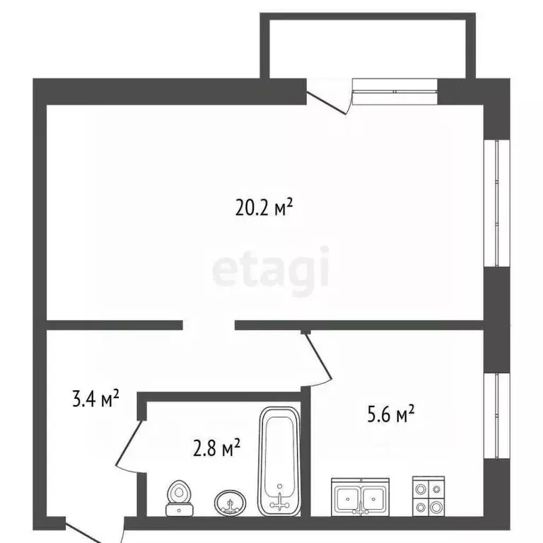 1-к кв. Москва Открытое ш., 28К8 (31.6 м) - Фото 2