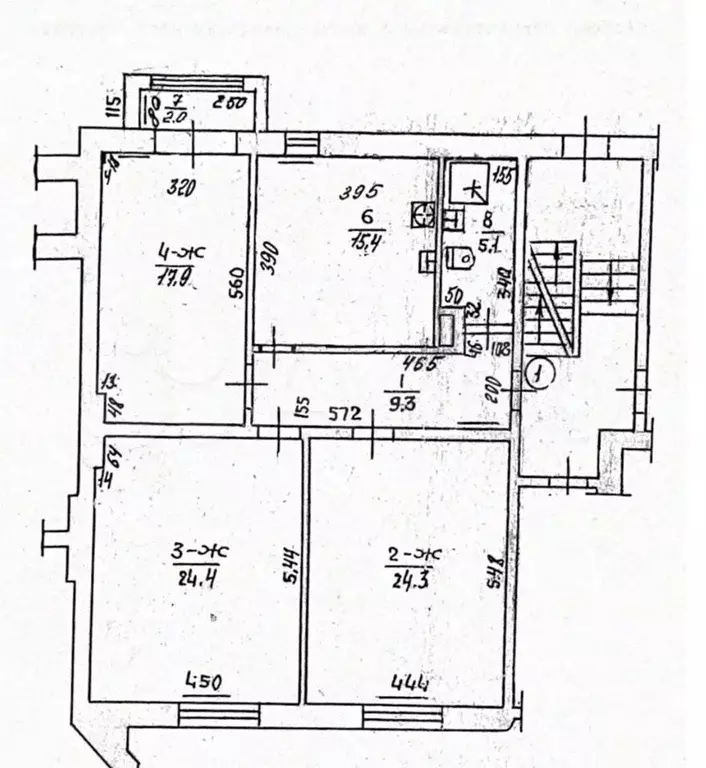 3-к. квартира, 98,4 м, 1/4 эт. - Фото 0