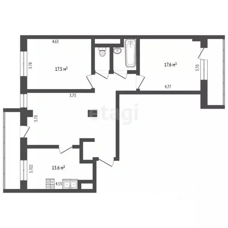 3-к кв. Белгородская область, Белгород ул. Лермонтова, 49а (80.4 м) - Фото 2