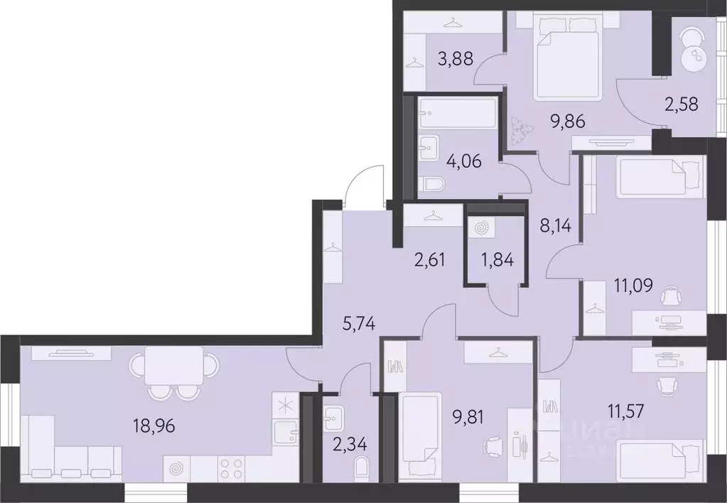 4-к кв. Свердловская область, Екатеринбург ул. Академика Парина, 25 ... - Фото 1