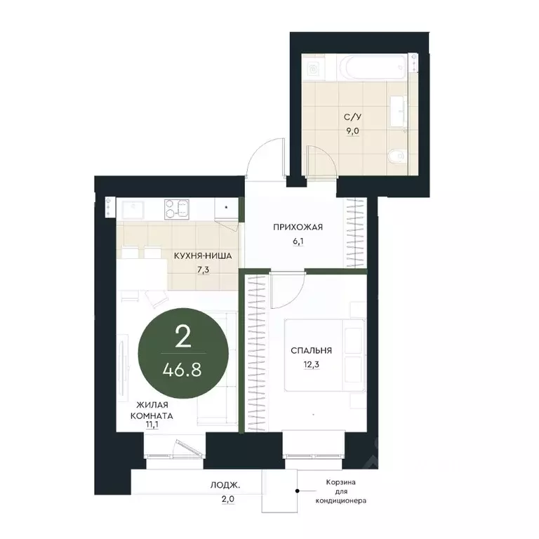 2-к кв. Красноярский край, Красноярск Калина Долина жилой комплекс ... - Фото 1