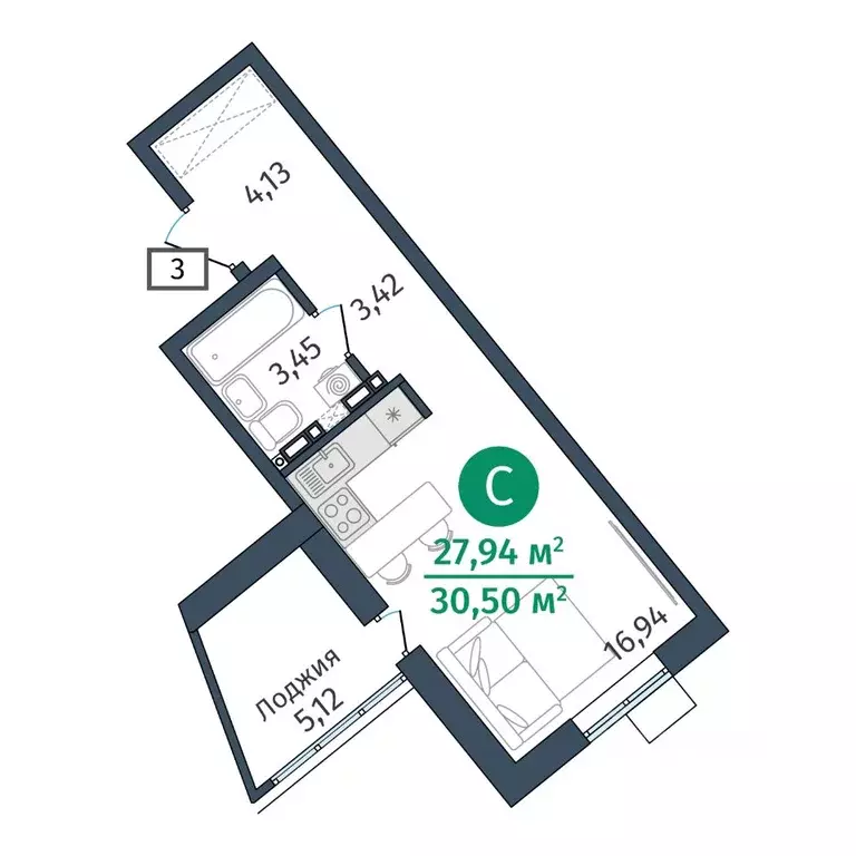 Студия Тюменская область, Тюменский муниципальный округ, д. Дударева ... - Фото 1