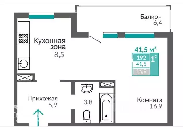 1-к кв. Крым, Евпатория ул. Симферопольская, 2Ж (41.5 м) - Фото 0