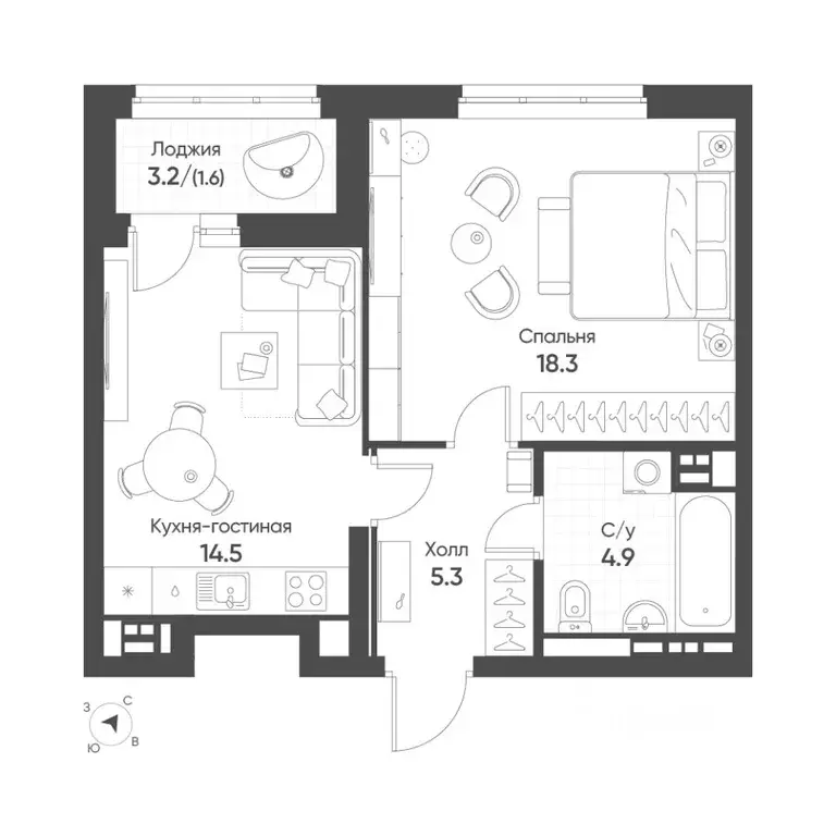 1-к кв. Свердловская область, Екатеринбург Солнечный жилрайон,  (44.6 ... - Фото 1