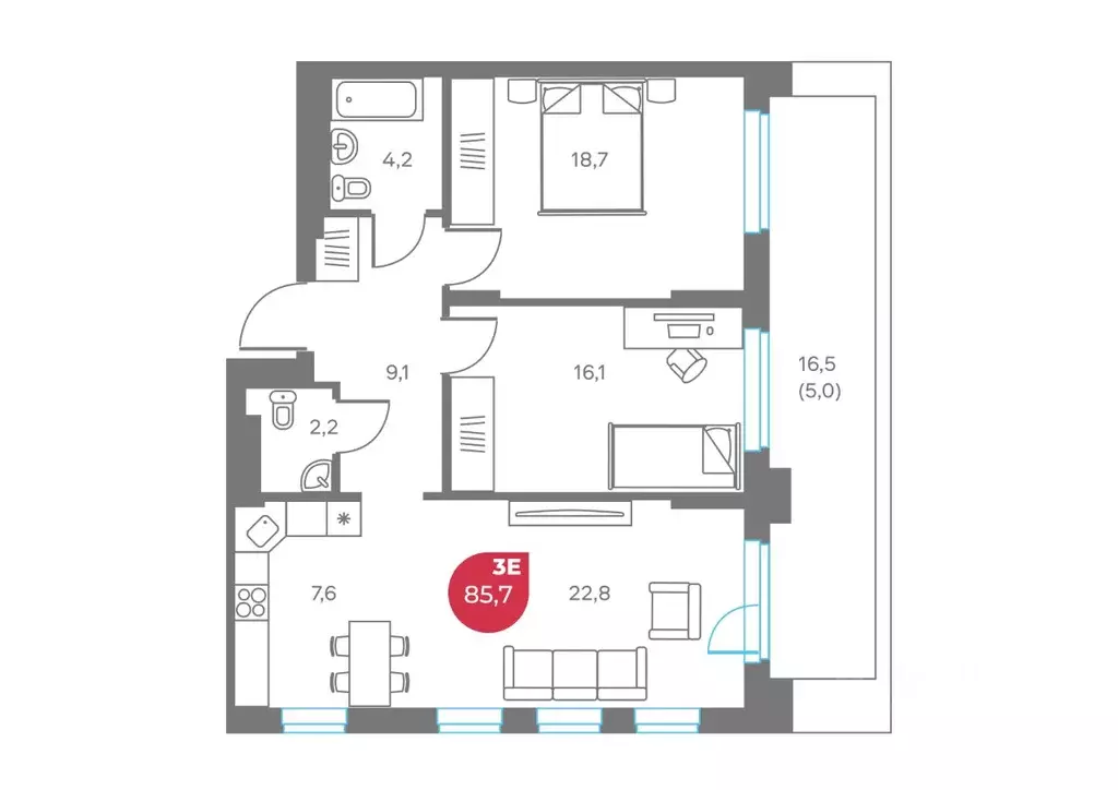 3-к кв. Пермский край, Пермь Советская ул., 16 (85.7 м) - Фото 1