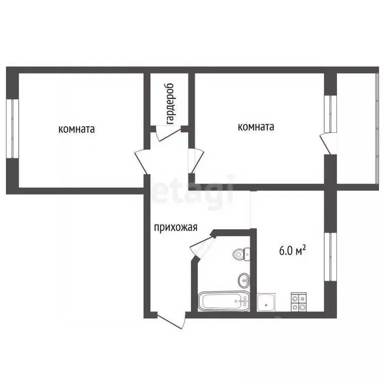 2-к кв. Саратовская область, Балашов ул. Карла Маркса, 65 (46.2 м) - Фото 1