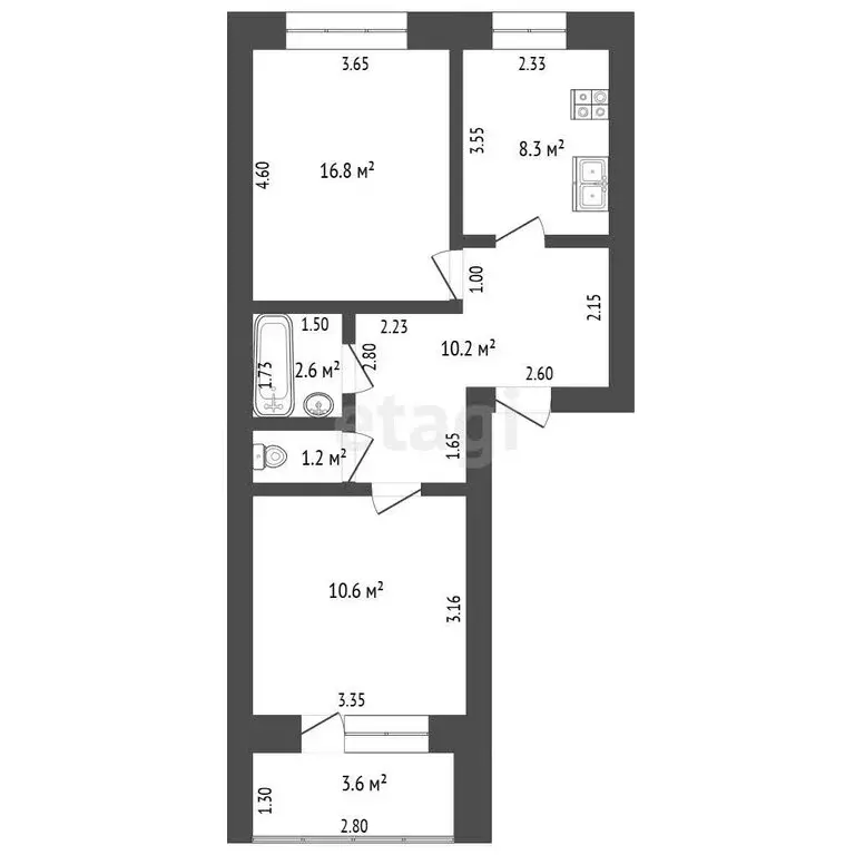 2-комнатная квартира: Стерлитамак, Комсомольская улица, 47 (49.3 м) - Фото 1