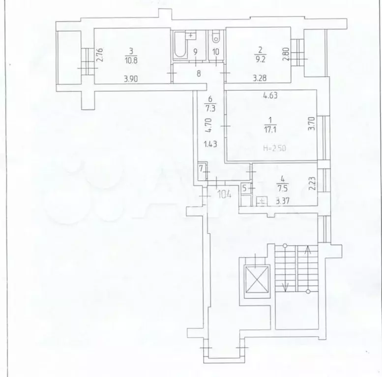 3-к. квартира, 59,8 м, 9/9 эт. - Фото 0