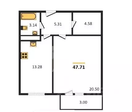 1-к кв. Татарстан, Казань Чистопольская ул., 88 (48.0 м) - Фото 1