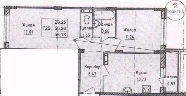 2-к кв. Ярославская область, Ярославль ул. Брагинская, 18к4 (55.5 м) - Фото 2