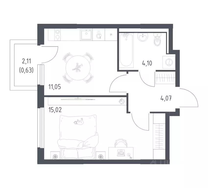 1-к кв. Московская область, Ленинский городской округ, Мисайлово пгт, ... - Фото 1