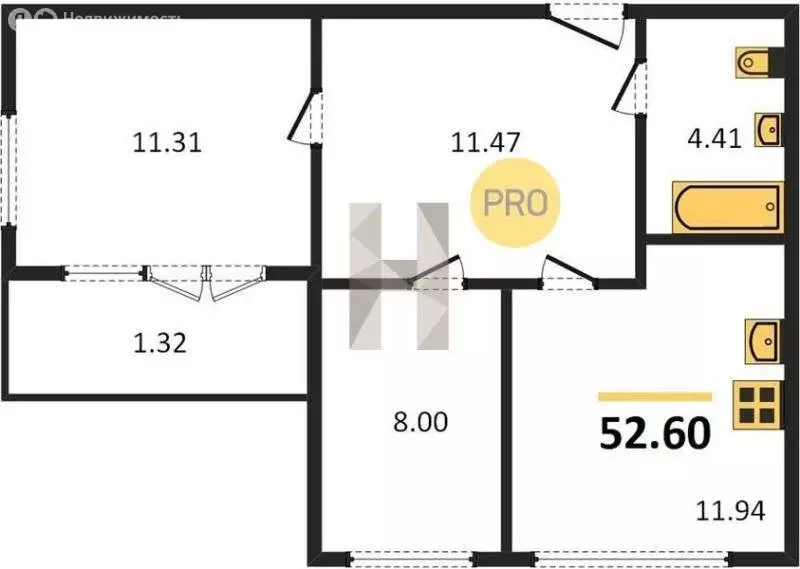 2-комнатная квартира: Пионерский, Портовая улица, 5А (52.6 м) - Фото 1