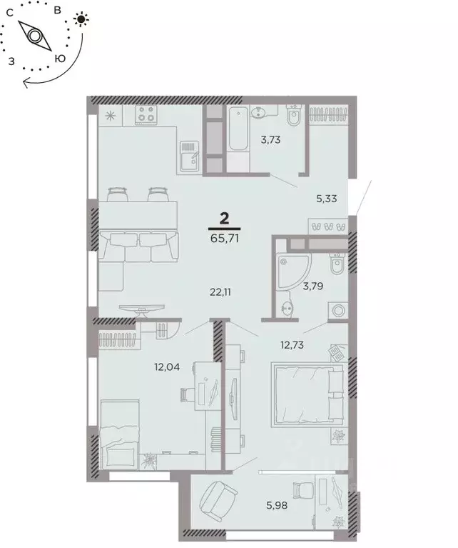 2-к кв. Рязанская область, Рязань Метропарк тер., Метропарк жилой ... - Фото 1