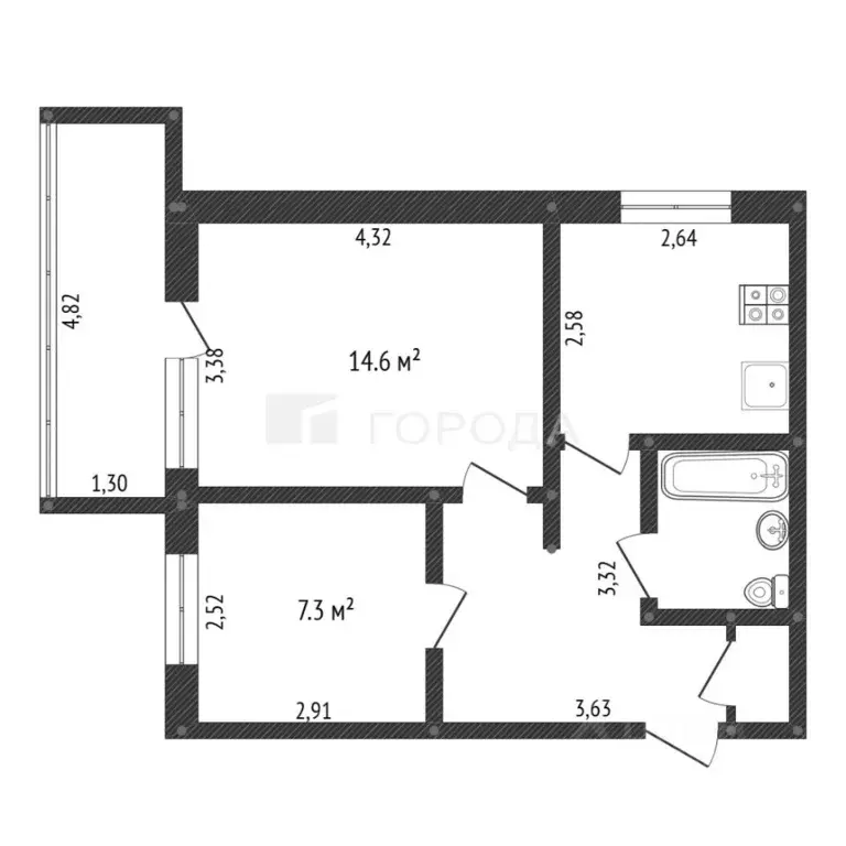 2-к кв. Кемеровская область, Новокузнецк Белградская ул., 1 (42.9 м) - Фото 2