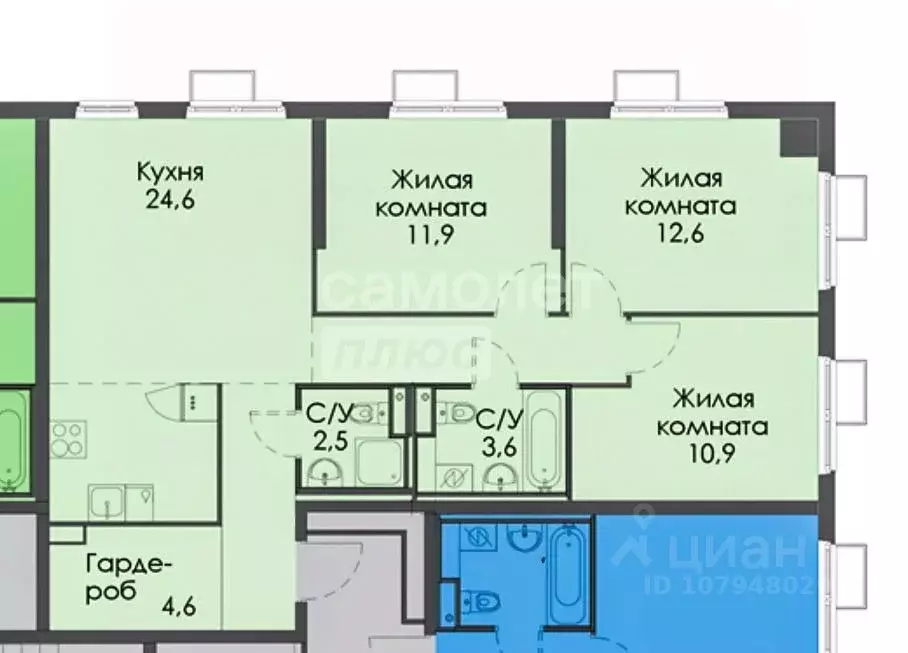 4-к кв. Москва Муравская ул., 38Бк4 (80.3 м) - Фото 2