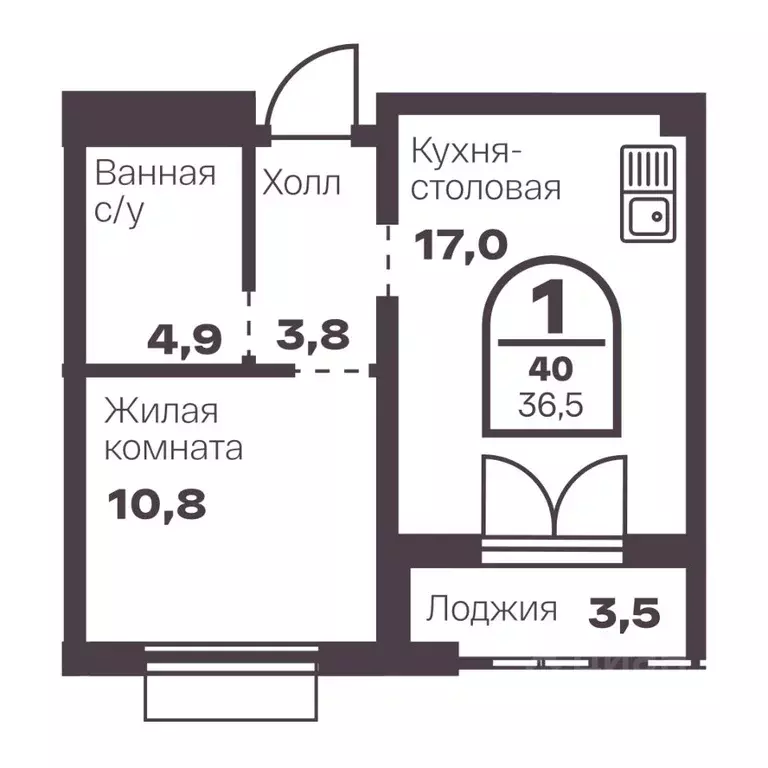 1-к кв. Челябинская область, Челябинск просп. Ленина, 19В (36.5 м) - Фото 0