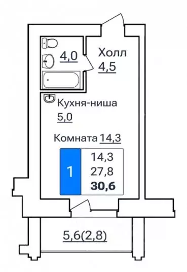 1-к кв. Амурская область, Благовещенск ул. Горького, 205 (30.6 м) - Фото 0