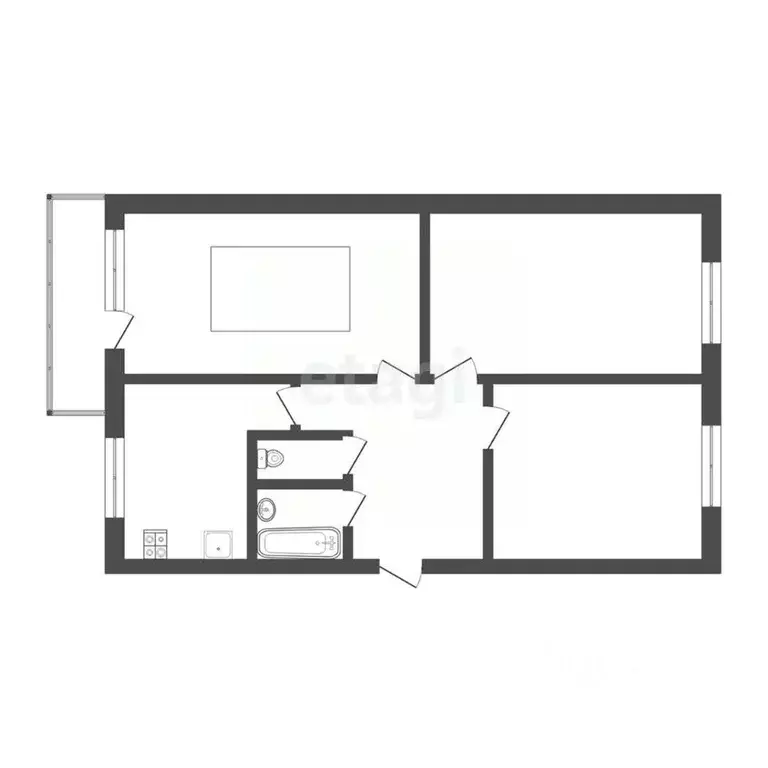 3-к кв. Томская область, Томск пос. Спутник, 41 (61.8 м) - Фото 1
