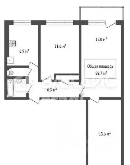 3-к кв. Новосибирская область, Новосибирск ул. Жуковского, 106/2 (59.7 ... - Фото 1